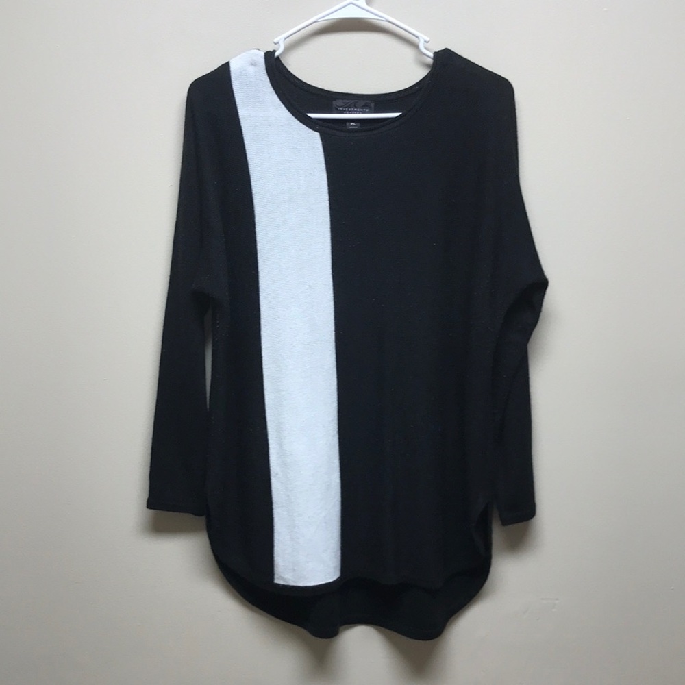 Black Sweater with White Stripe